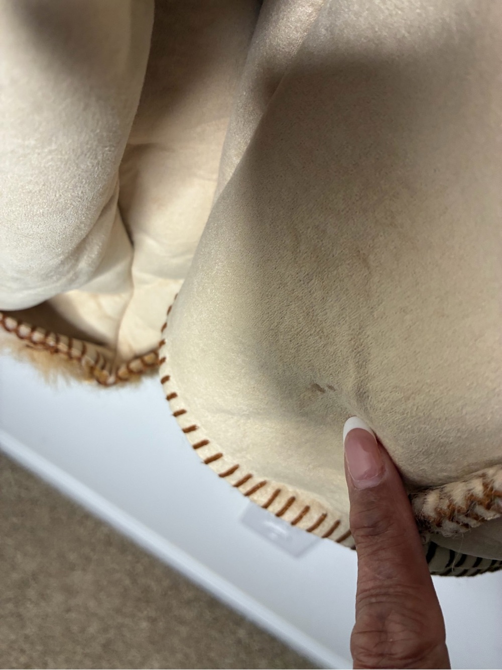 Coldwater Creek Boho, Gorpore, Cream Shearling Jacket with Brown Fur Trim 2X - Picture 12 of 13